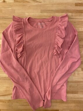 Crewcuts Rose Pink Ruffle-Detail Long Sleeve Tee